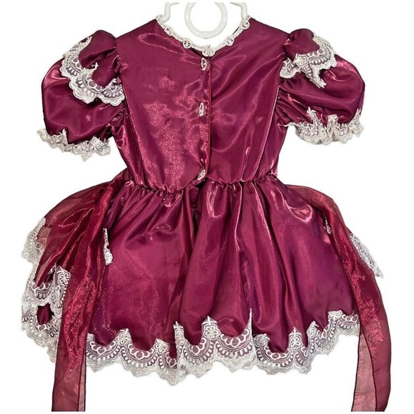 Vintage Girls Size 2 Pageant Dress Lace Faux Pearls Toddler Full Circle Party - Picture 6 of 10